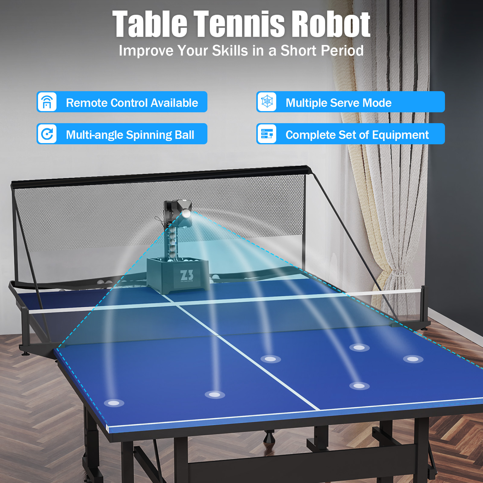 Table Tennis Robot - Table Tennis Robot with Net&100 Ball